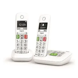 Téléphone fixe sans fil avec répondeur duo -Blanc (x2)