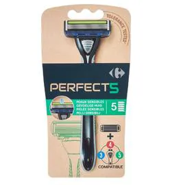CARREFOUR Rasoir homme perfect 5 peau sensible à 6 lames l'unité