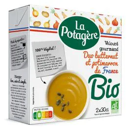 LA POTAGÈRE Soupe veloutée gourmand duo butternut et potimarron de france Bio 2x30cl