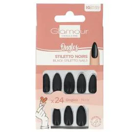 Faux Ongles Stiletto Noir (x24)