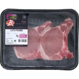 Viande de Porc: Côtes premières à griller Label Rouge (2x150g)