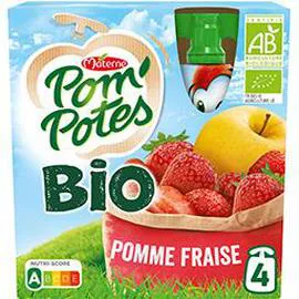 MATERNE, POM'POTES Gourdes Bio Pomme Fraise 4x90g