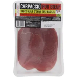 Carpaccio de boeuf sauce huile d'olive et basilic (200g)