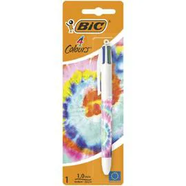 Stylo bille 4 couleurs rétractable décor multicolore (l'unité)