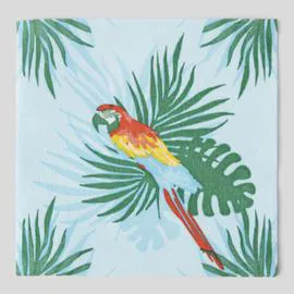 FRANÇOISE PAVIOT 20 Serviettes Perroquet Turquoise, 40X40Cm l'unité