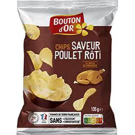 BOUTON D'OR Chips saveur poulet rôti 135g