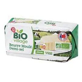 MARQUE REPÈRE, BIO VILLAGE Beurre moulé demi-sel Bio - 80% MG 250g