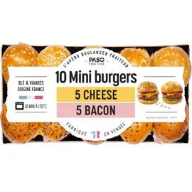 Duo mini burgers cheese et bacon (420g)