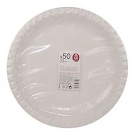 Assiettes en carton blanc 23cm compostables x50 (x50)