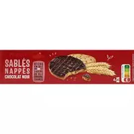 Biscuits sablés nappés de chocolat noir, sachets fraîcheur (195g)