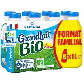 Lait Grandlait Bio Demi-écrémé (8x1l)
