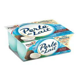 YOPLAIT, PERLE DE LAIT Yaourt saveur coco 4x125g