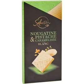 Chocolat blanc nougatine pistaches (100g)