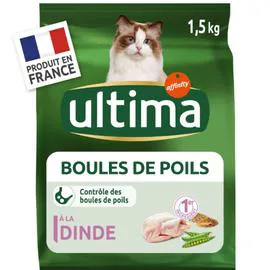 Croquettes chats Boule de poils - Dinde (1,5kg)
