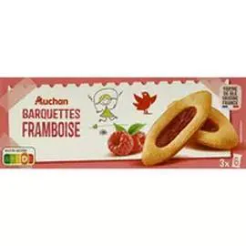 AUCHAN Biscuits barquettes framboise 120g