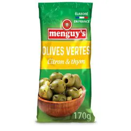 Olives Vertes Dénoyautées Thym et Citron (170g)
