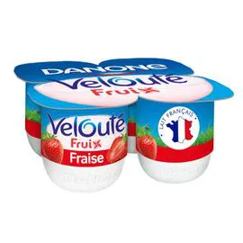 DANONE, VELOUTÉ FRUIX Yaourt aux fruits brassé fraise 4x125g