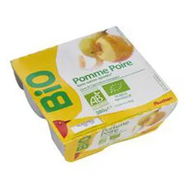 AUCHAN BIO Purée pomme poire sans sucres ajoutés 4x95g