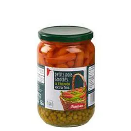 Petits pois carottes à l'étuvée extra fins en bocal (420g)