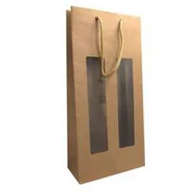 Sac papier kraft pour deux bouteilles de vin (l'unité)