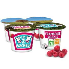 LES 2 VACHES Yaourt aux fruits bio framboise 4x115g