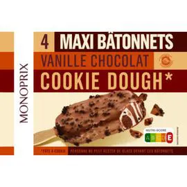 Maxi bâtonnets vanille chocolat, cookie dough (270g)