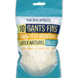 MONOPRIX Gants fins souples et résistants, latex naturel, taille L x10