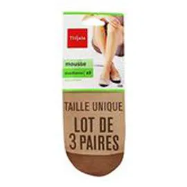 TISSAIA Mi-bas mousse lycra Beige foncé taille unique x3