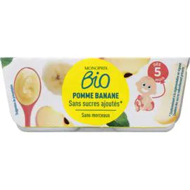 MONOPRIX BIO Compote pommes bananes sans sucres ajoutés bio, dès 5 mois 400g