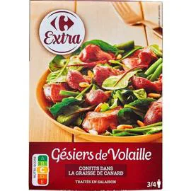 CARREFOUR Gésiers de volaille cuisinés en confit 300g