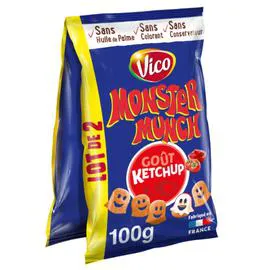 VICO, MONSTER MUNCH Biscuits apéritifs Soufflés Ketchup 2x100g