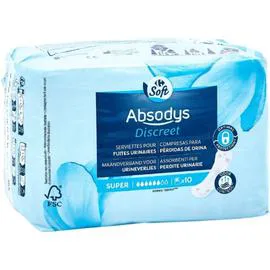 Serviettes fuites urinaires super (x10)