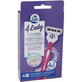 CARREFOUR SOFT Rasoirs jetables 4 Lady x4