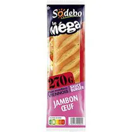 Le Méga - Sandwich viennois jambon Oeuf sauce Burger (270g)