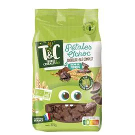 TERRES & CÉRÉALES BIO Céréales pétales de blé complet au chocolat Bio 375g