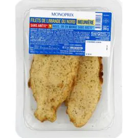 MONOPRIX Filets de limande du Nord meunière sans arête 200g