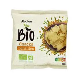 AUCHAN BIO Snacks à base de farine de lentilles bio 60g