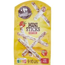 CARREFOUR SENSATION Mini sticks nature pur porc 100g