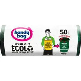 Sac poubelle Fixation élastique - Résistant et Ecolo - 50L (x10)