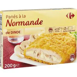 CARREFOUR Panés de dinde à la normande 200g
