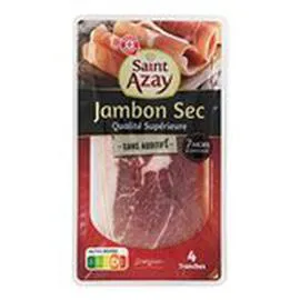 MARQUE REPÈRE, SAINT-AZAY Jambon sec Saint Azay 4 tranches 100g