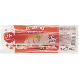 CARREFOUR Cervelas pur porc 300g