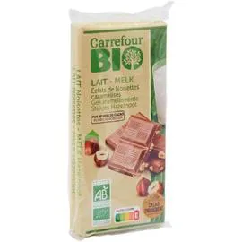 Chocolat bio au lait noisettes caramélisés (2x85g)