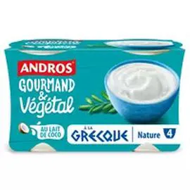 Yaourt gourmand et végétal à la grecque nature au lait de coco (4x125g)