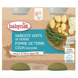 BABYBIO Petit pot bébé dès 6 mois, pdt haricots colin 2x200g