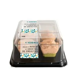 Verrines avocat et cocktail de crevettes surimi ananas - x4 (140g)