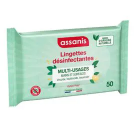 Lingettes Désinfectantes Multi-Usages Mains et Surfaces Parfum Frais (x50)