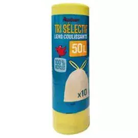 AUCHAN Sacs poubelle tri sélectif à liens coulissants 50L x10