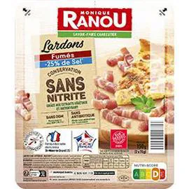 Lardons fumés réduit en sel (2x75g)