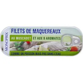 MONOPRIX Filets de maquereaux au muscadet et aux 9 aromates 98g
